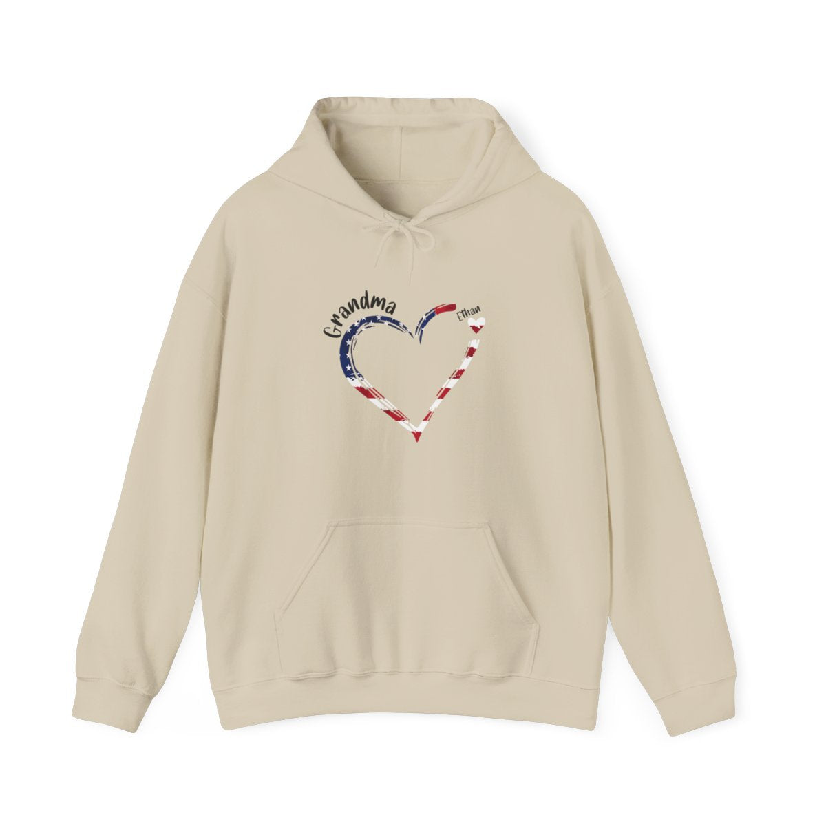 Blue Grandma Hoodie with Patriotic Heart