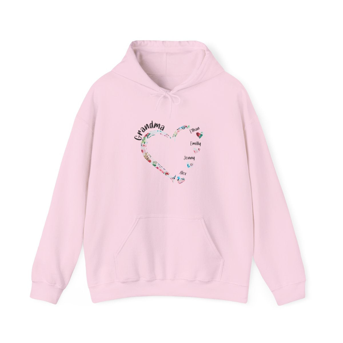 Personalized Grandma Hoodie with 7 Grandkids – Heart Flag Design