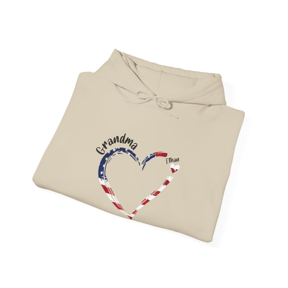 Personalized Grandma Hoodie with 7 Grandkids – Heart Flag Design