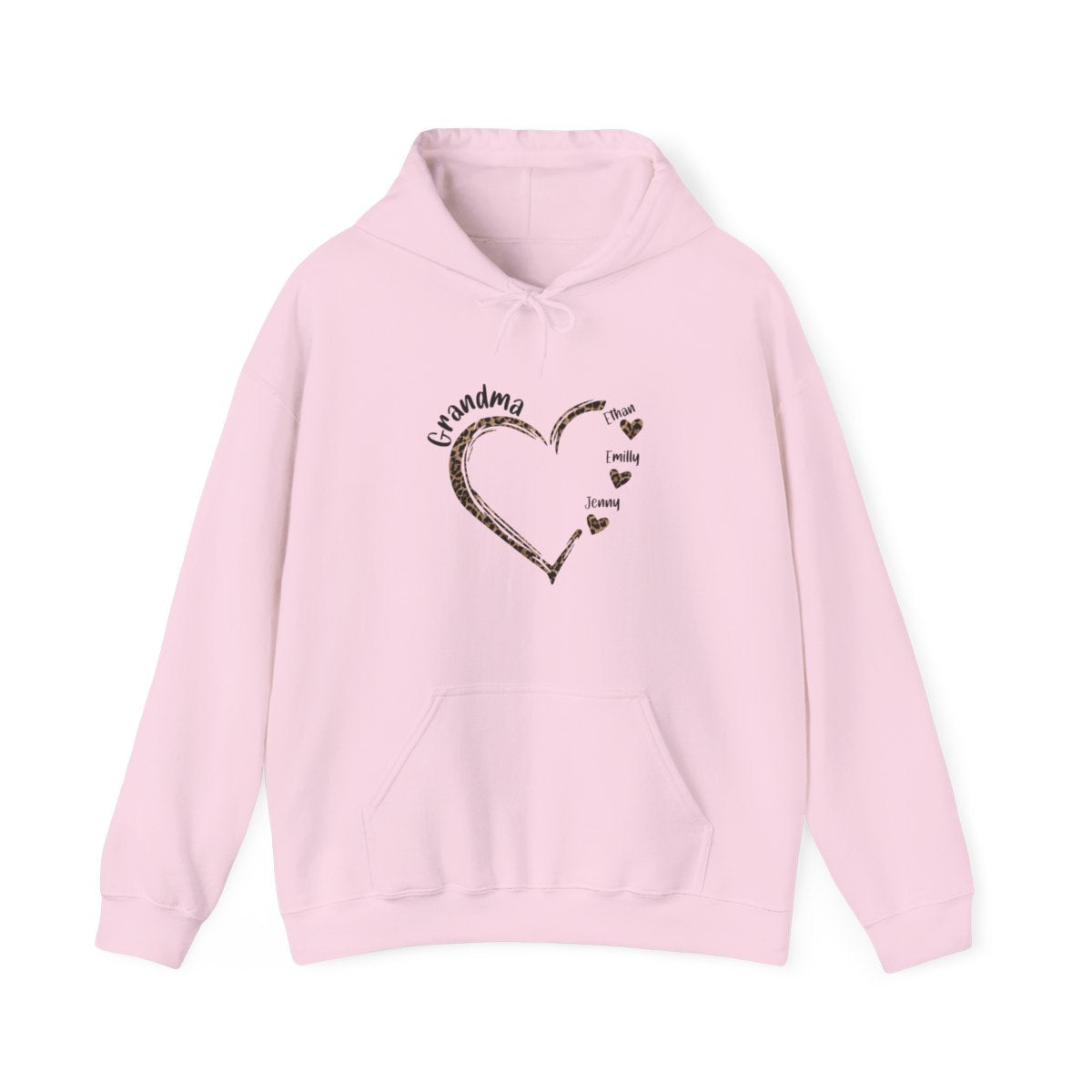 Personalized Grandma Hoodie with 7 Grandkids – Heart Flag Design