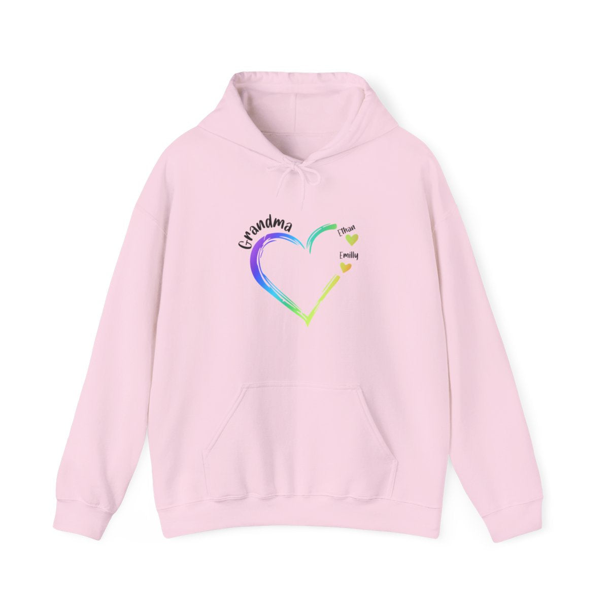 Personalized Grandma Hoodie with 7 Grandkids – Heart Flag Design