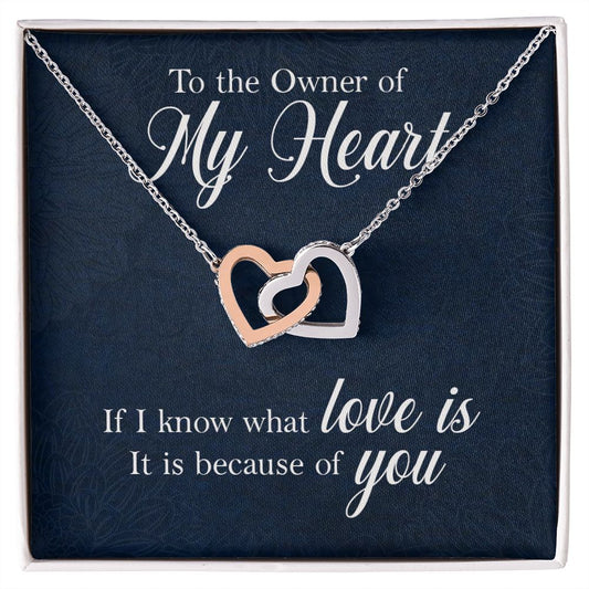 To My Wife Owner of My Heart | Interlocking Hearts Necklace